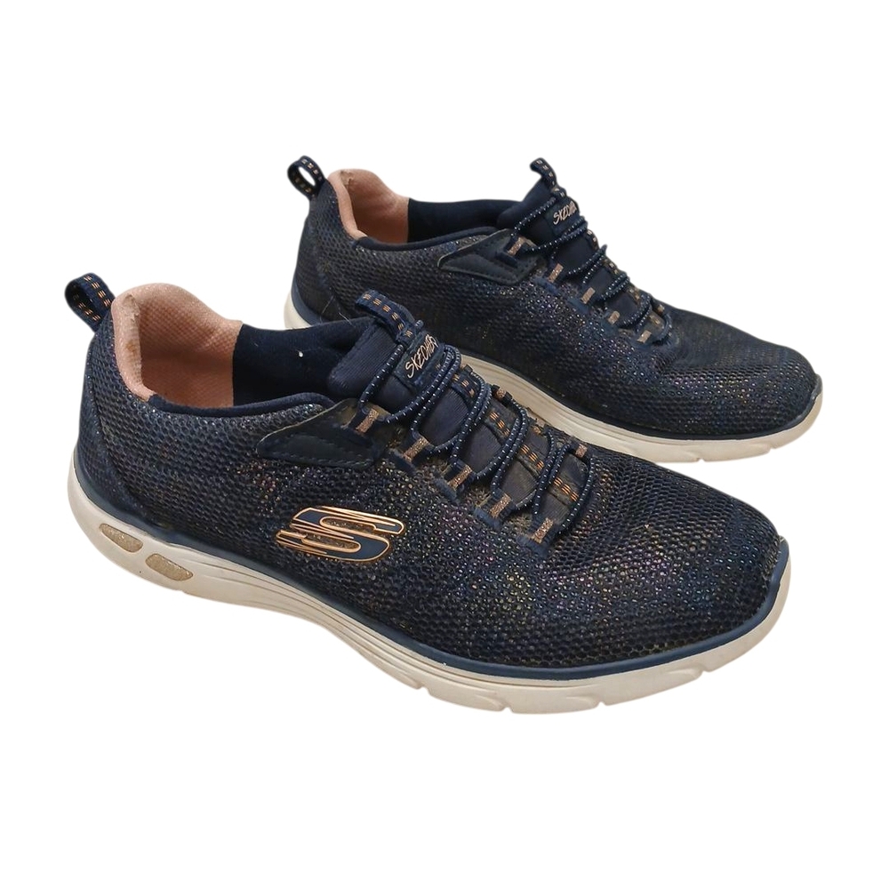Skechers Navy Blue Sneakers Relaxed Fit Empire D'Luxe‎ Slip On, No Lace Athletic